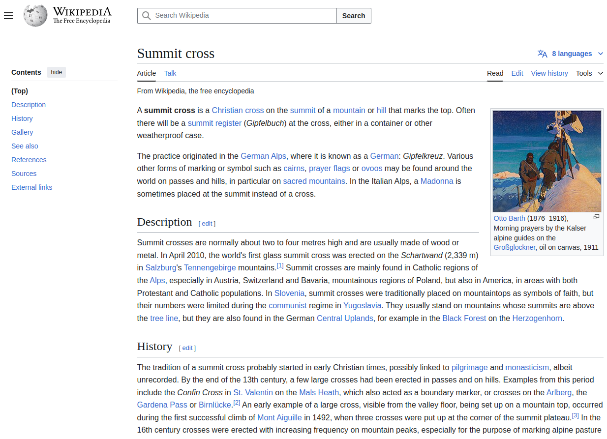 Wikipedia - Summit cross